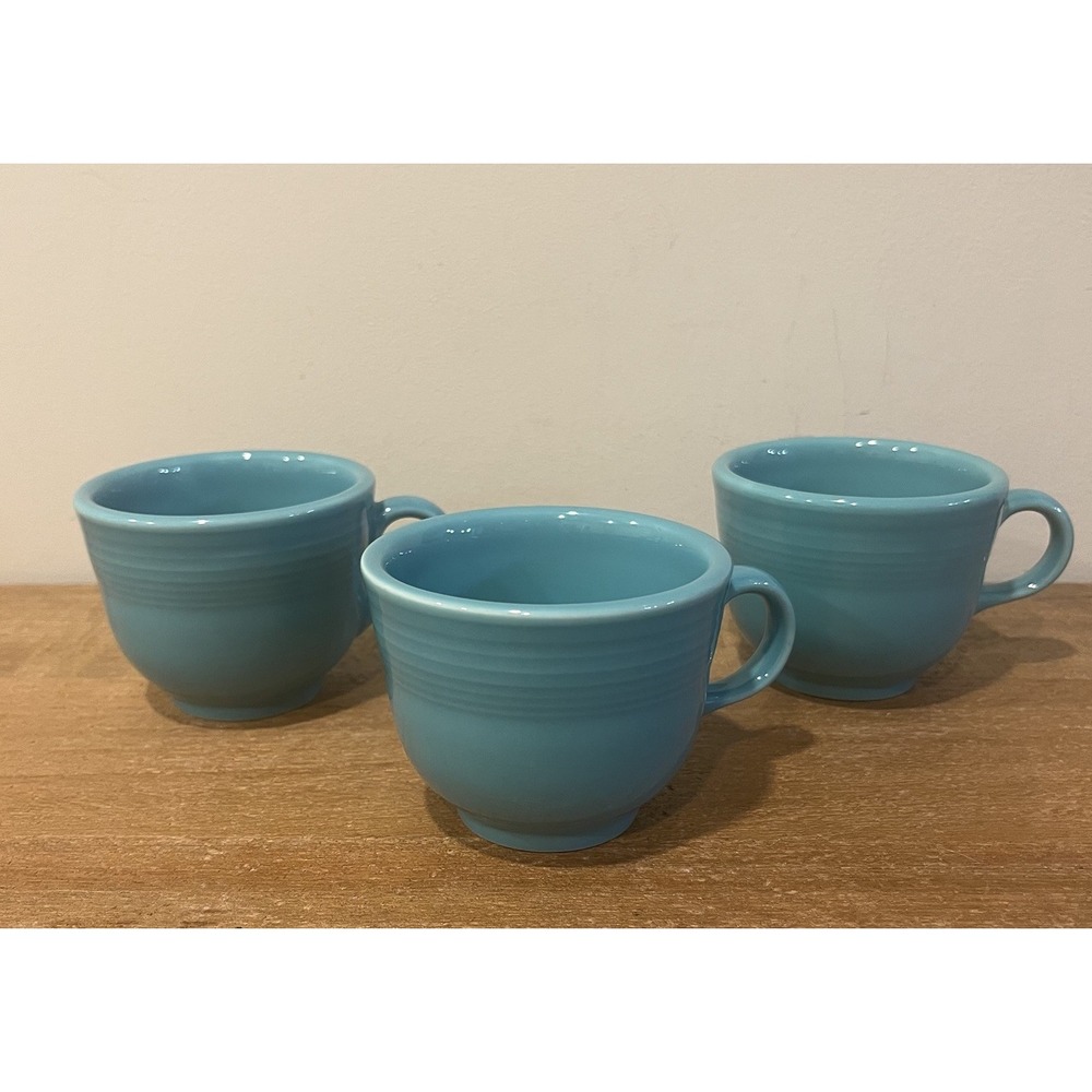 Fiesta Fiestaware Turquoise Tea Cups Set of 3 HLC Homer Laughlin USA